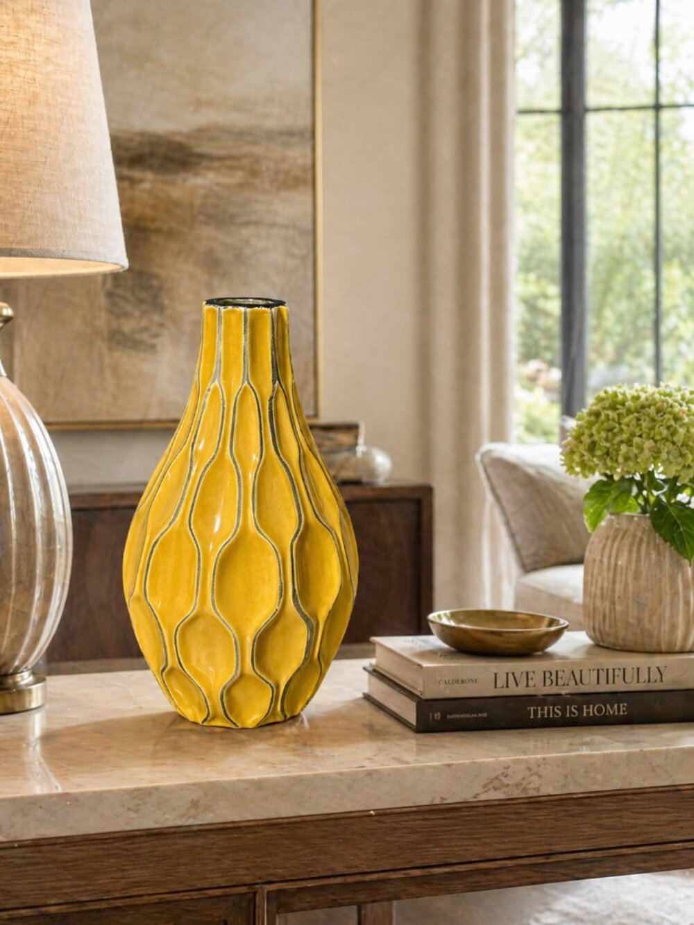 Golden Sculpted Accent Vase